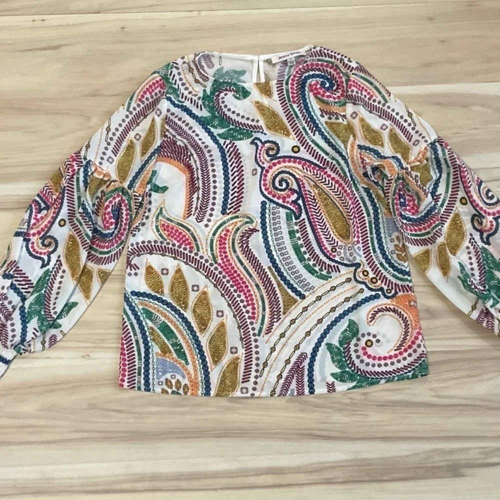 Free People Jealous Tomatoes Polyester Long Sleeve Blouse Top Size Small - Picture 4 of 12